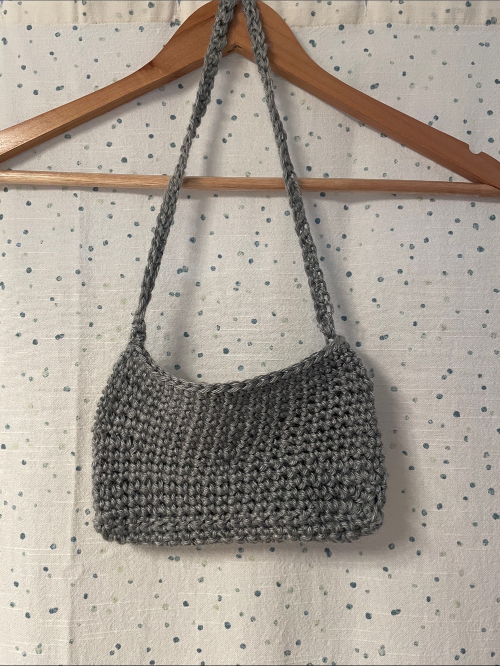 Handcrafted Gray Crochet Shoulder Bag - Classic Knit Tote